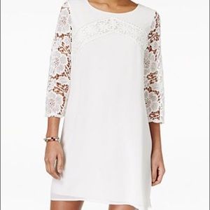 White Lace Sleeve Mini Dress